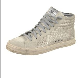 P448 Leather glitter accents high top sneakers Size 43